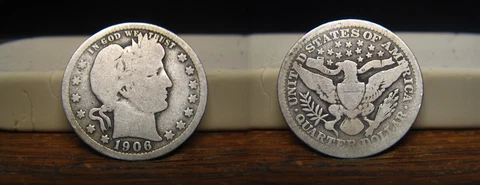 1906-P BARBER LIBERTY HEAD QUARTER 1906P US COIN Cover