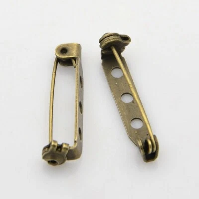 100pcs Mixed Color Iron Pin Backs Brooch Catch Glue-On Bar Findings Pick 20~30mm - Image 1 of 2
