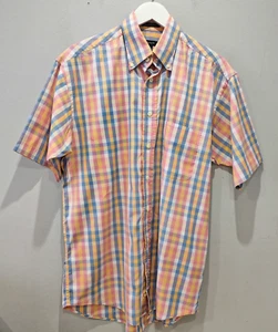 GANT Shirt Mens Medium Orange Check Short Sleeve Pinpoint Oxford Regular - Picture 1 of 8