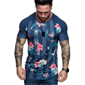 Casual Sporty Round Collar Short Sleeve Polyester Fiber T-Shirt for Men, Soft Li - Picture 1 of 45