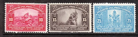 Stamp Yugoslavia Sc B1-3 1921 WWI Croatia Charity Wounded Soldier Serbia Set MNG Cover