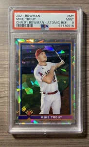 2021 Bowman Mike Trout 91' Bowman Chrome Atomic Refractor /150 PSA 9 MINT  - Picture 1 of 2