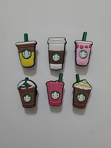Coffee Frappuccino Espresso Rubber Shoe Charms For Crocs Cupcake Toppers 6 Pc - Picture 1 of 5