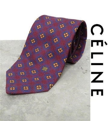 Corbata Celine Punto Seda 8cm Ancho España Rojo Azul Hecha en España Usada Foto 1 de 4