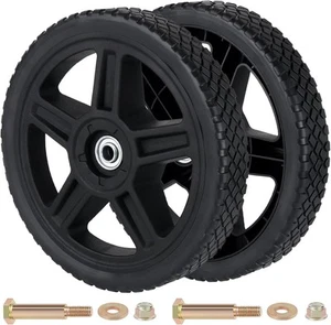 CheeMuii 10 Inch Lawn Mower Wheels 2 Pack 10" Push 10 Inch, Black-2Pack - Picture 1 of 8