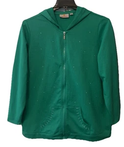 Quacker Factory Embellished Cotton/poly Zip Front Jacket Green 1X Xmas St Paddys - Picture 1 of 8