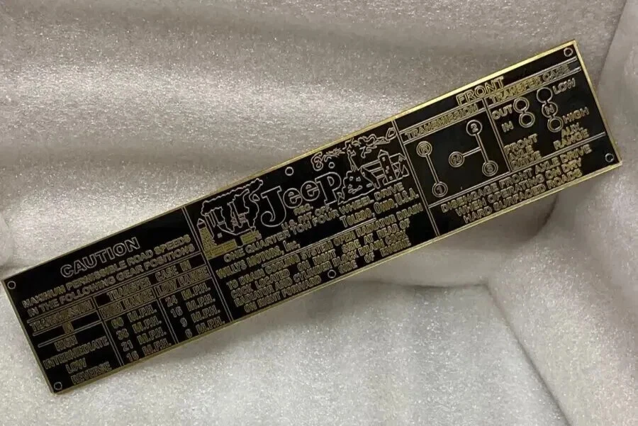 WILLYS JEEP CJ2A CJ3A CJ3B BRASS - JEEP TRANSMISSION DATA PLATE #B880 - Image 1 of 3