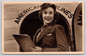 1939 American Airlines Issued - Stewardess  -Flagship Fleet Advertising Postcard - Picture 1 of 2