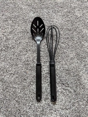 Lot of 2 Calphalon Nylon Black Kitchen Utensil Slotted Spoon And Whisk - Image 1 of 4
