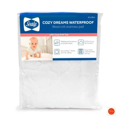 Almohadilla de colchón acolchada impermeable para cuna y niño pequeño Sealy Cozy Dreams Foto 1 de 4