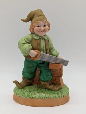 Enesco 1984 Porcelana Bosque Jardín Gnomo Pixie Elfo Duende 6" De colección  Foto 1 de 4