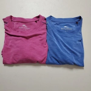 Lot Of 2 Tommy Bahama Paradise T-Shirt Blue And Magenta Moisture Wicking Sz XL - Picture 1 of 11