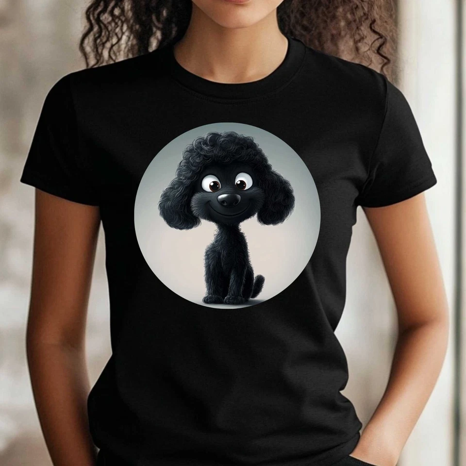 T-Shirt Frauen Cartoon Pudel Motiv Baumwolle Größe XS bis 3XL - Bild 1 von 1