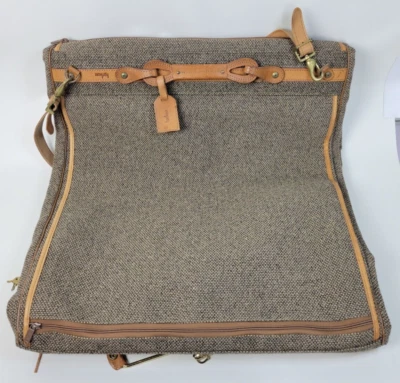 Vtg Hartmann Tweed Folding Two Suiter Travel Garment Bag w. Shoulder Strap 48" - Image 1 of 4