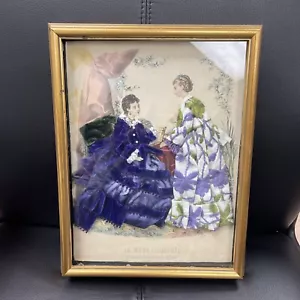 Antik Toudouze La Mode Illustree 3D verschönerte Schattenbox gerahmter Druck - Bild 1 von 8