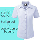 Ladies Womens Plain Short Sleeve Work Shirt Collar Office Blouse Plus Sizes 6-30