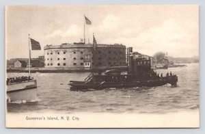 Governor's Island New York City Remolcador Barcos Antiq Indiviso Trasero UNP Postal - Imagen 1 de 2