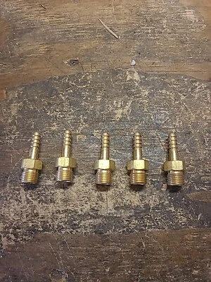 WESTERN ENTERPRISES (5)Western..BRASS HOSE ADAPTER..1/4" BARB ×9/16-18..NOS..LOT OF 5..NEW