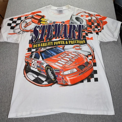 Vintage 1999 Tony Stewart NASCAR Racing All Over Print t-shirt Size XL Cover