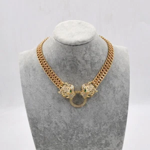 Hip Hop joyería cristal leopardo colgante gargantilla collar cubano - Imagen 1 de 12