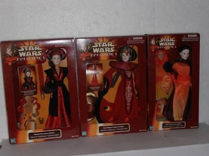 Star Wars TPM 12" QUEEN AMIDALA Doll Collection set of 3 Hasbro figures (1999) - Picture 1 of 4