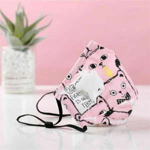 Kids Cotton Face Mask Reusable With /  5 Filters PM2.5 PINK COLOR - Picture 1 of 2