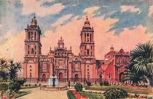 Cathedral de Mexico, Mexico City Vintage Pc - Picture 1 of 2