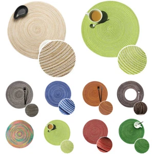 Round Woven Table Mat Heat Insulation Placemat Coaster Kitchen Dining Bar Mat - Picture 1 of 15