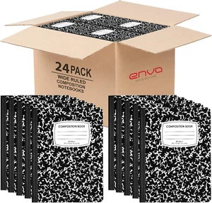 Composition Notebooks, Wide Ruled Composition Notebook, Black Marble Covers Comp - Picture 1 of 6