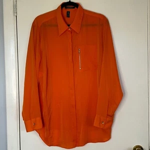 Lauren Ralph Lauren Women Orange Blouse Long Sleeve Button Up Sz 1X NEW TAG - Picture 1 of 9