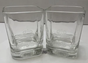 2 Crown Royal 2000 Millennium Whiskey Rocks Cuadrado Bola Baja Shot Glass Repujado - Imagen 1 de 3