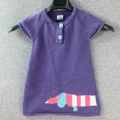 Mini Vestido Suéter Boden Niñas 3Y-4Y Púrpura Rayas Weiner Perro Angora Conejo Foto 1 de 4