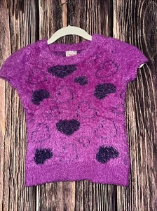 Justice Size 8 Short Sleeve Sweater With Hearts - Picture 1 of 2