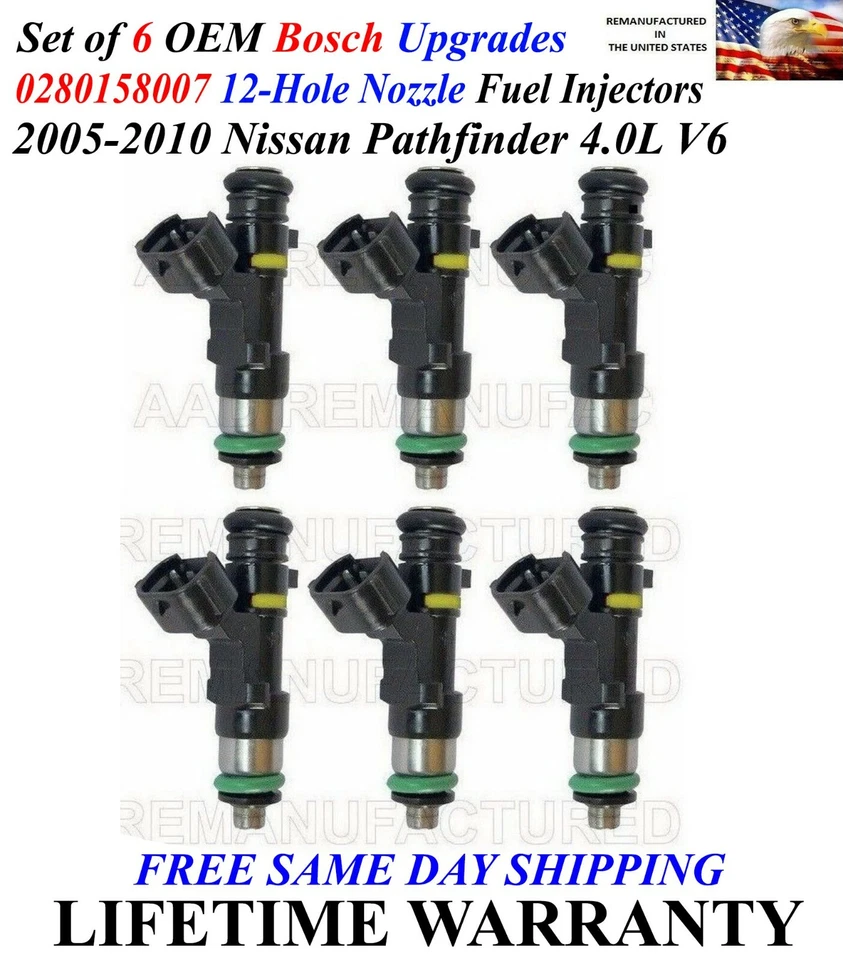 Модернизированные топливные форсунки Bosch 6X с 12 отверстиями от оригинального производителя для Nissan Pathfinder 4.0 2005-2010 годов выпуска - Изображение 1 из 1