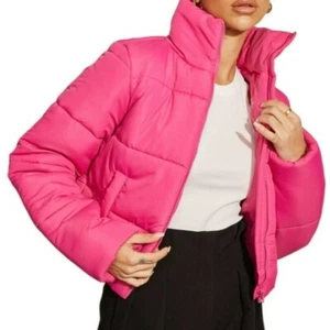Runaway The Label Cropped Puffer Jacket Pink Size Small NWT - Picture 1 of 4
