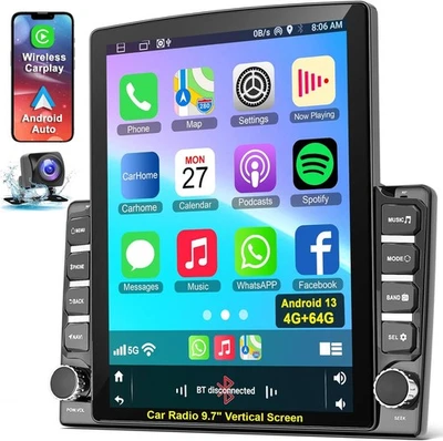 Double Din Car Radio, 9.7" IPS Vertical Touch Screen Stereo GPS Navigation...  - Image 1 of 4
