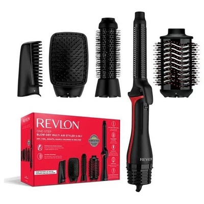 Revlon Hair Styler One Step 5 In 1 Blow Dry Curler Volumiser Hot Air Brush - Image 1 of 4