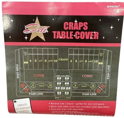 Juego de cartas con cubierta de mesa de dados de lujo 3 X 6 por Amscan fieltro verde casino noche Foto 1 de 4