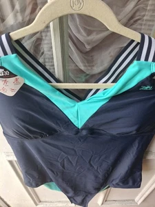 Zeroxposur Women's XXL 1pc Swimsuit Navy Teal Bra Insert Crisscross Back Straps - Picture 1 of 7