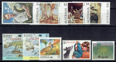 Australia lote de sellos NH como nuevos con valor nominal de 40,73A$ más 5 sellos ESPECIMEN Foto 1 de 2