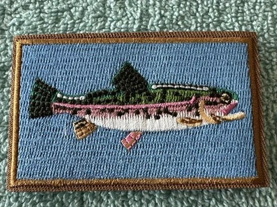 RAINBOW TROUT SPORT FISHING 2x3 Embroidered Morale Patch Hook Backing Brand New - Image 1 of 4