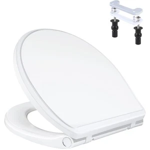 Round Toilet Seat, Slow Close and Never Loosen Stable Hinge, One-button Quick... - Picture 1 of 7
