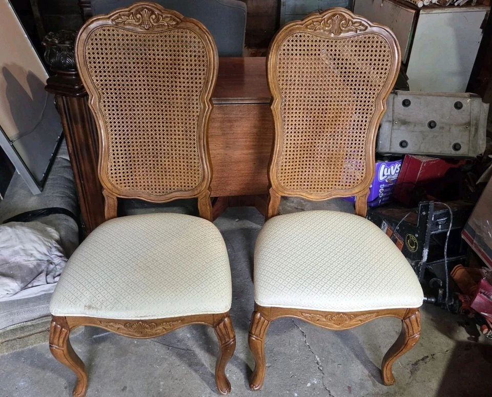 2 Bernhardt Furniture French Province Cane Back Dining Room Chairs - Image 1 of 2