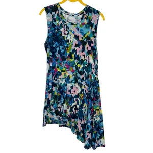 LOGO Layers Abstract Floral Tank Top Colorful Asymmetrical Lori Goldstein M - Picture 1 of 9