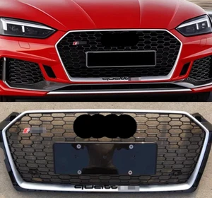 For Audi 2017-2019 A5 S5 B9 Honeycomb Front Bumper Grill Black RS5 Style Grille - Imagen 1 de 3