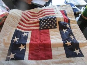 1 Pottery Barn American Flag Reversible Quilted Sham euro New wo tag - Picture 1 of 2