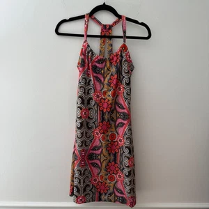 Prana Dress Womens Pink Floral Racerback workout dress built in bra size small - Picture 1 of 5