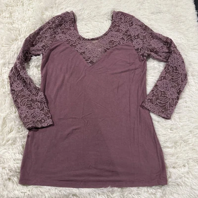 BKE red womens purple floral lace sexy top M sweetheart - Image 1 of 4