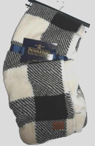 Pendleton Sherpa to Fleece reversible Blanket throw - Black Plaid - 50 x 70 - Picture 1 of 5