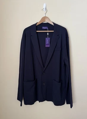 Ralph Lauren Etiqueta Púrpura Nuevo Cárdigan Blazer Chaqueta Tejido Lana Azul Marino XXL Foto 1 de 4